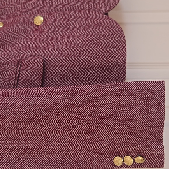 NWT J.Crew Herringbone Wool Blend Schoolboy Blazer Burgundy Sz 10 *Sold Out* - Picture 13 of 13
